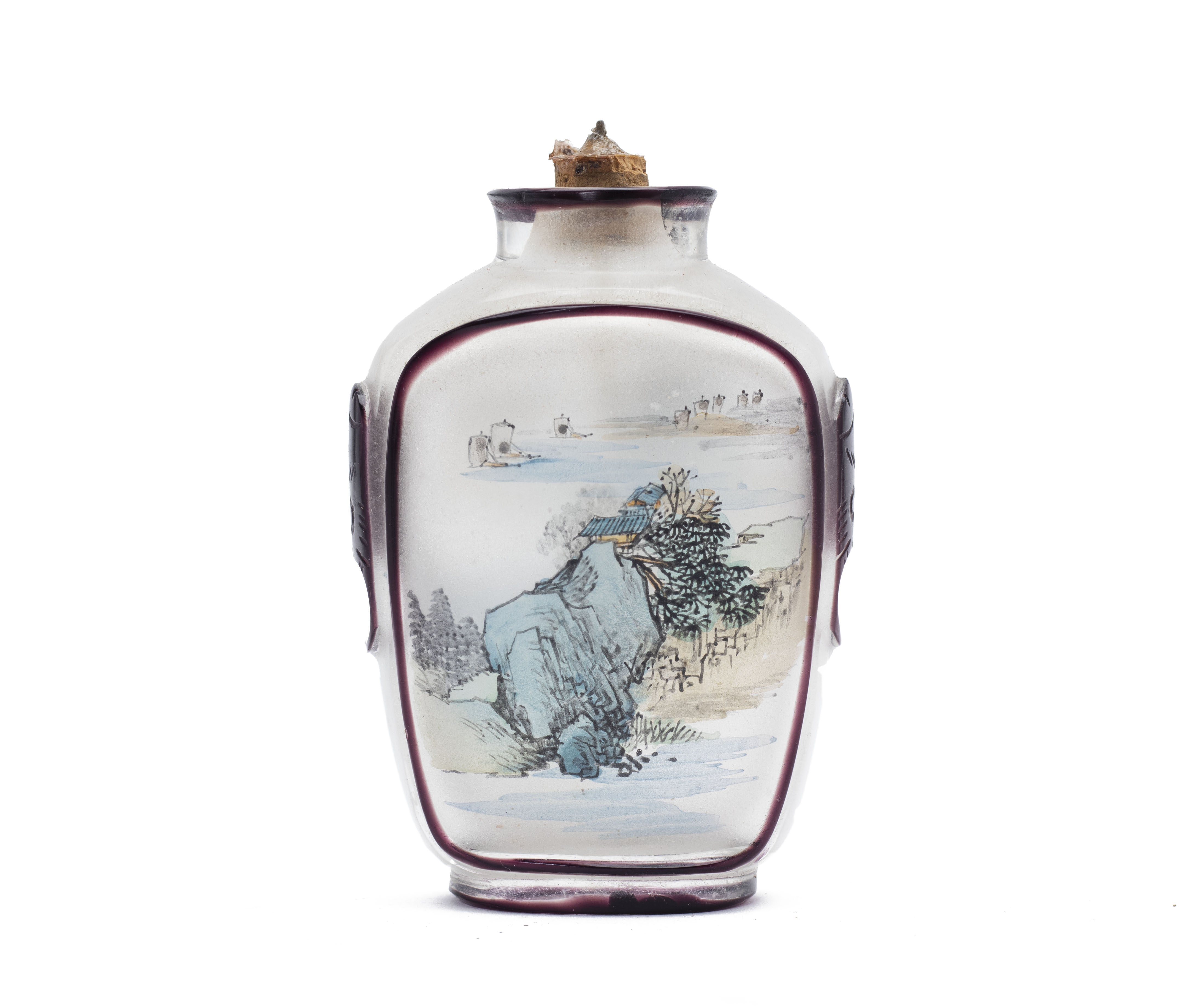 A CHINESE INSIDE PAINTED GLASS SNUFF BOTTLE - Image 2 of 4