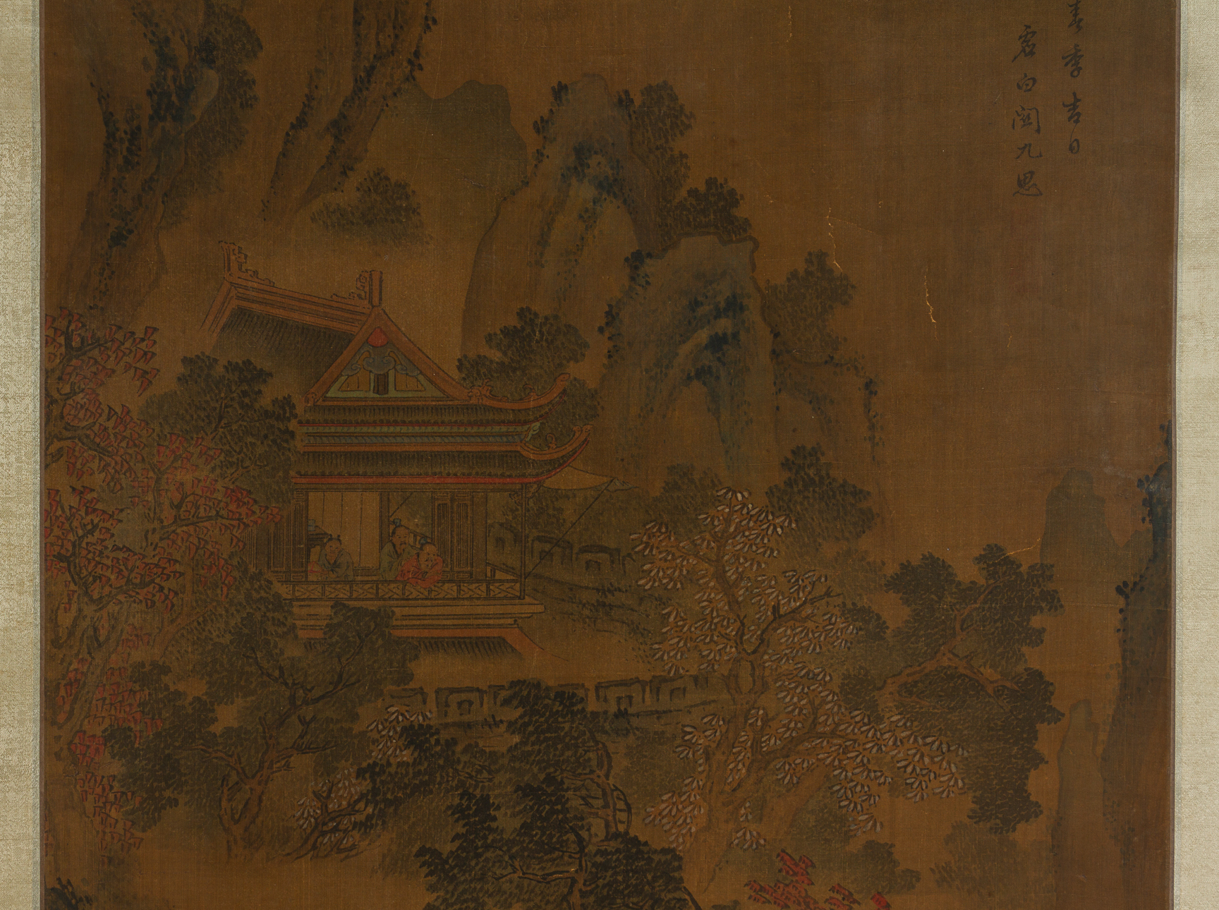 A CHINESE HANGING SCROLL OF A BOAT IN A STORM - Image 4 of 5