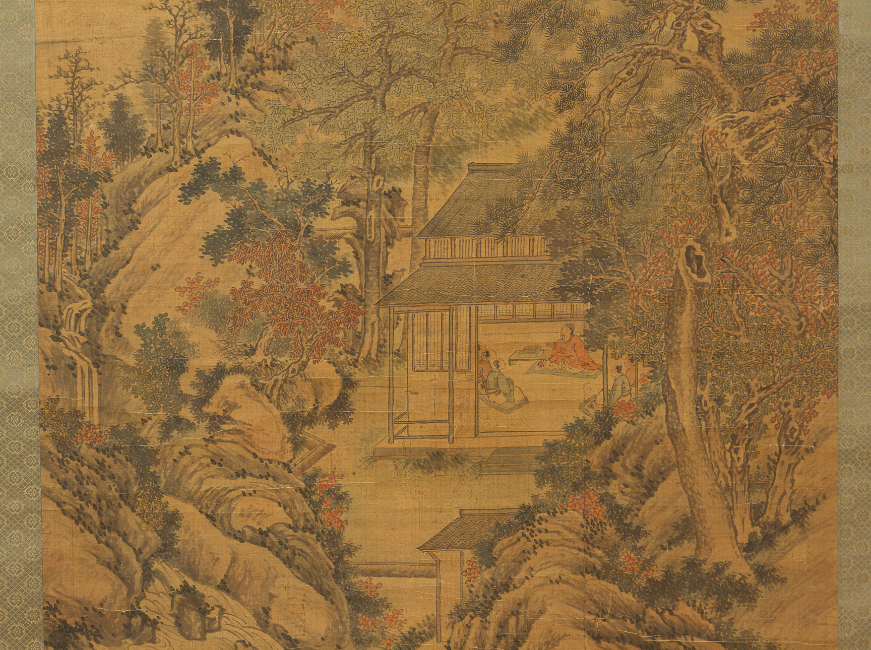 A LARGE CHINESE LANDSCAPE HANGING SCROLL - Image 2 of 3