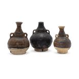 THREE MINIATURE SOUTHEAST ASIAN DOUBLE GOURD VASES