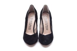 A PAIR OF NATALIA VODIANOVA BLACK SUEDE HEELS EU36