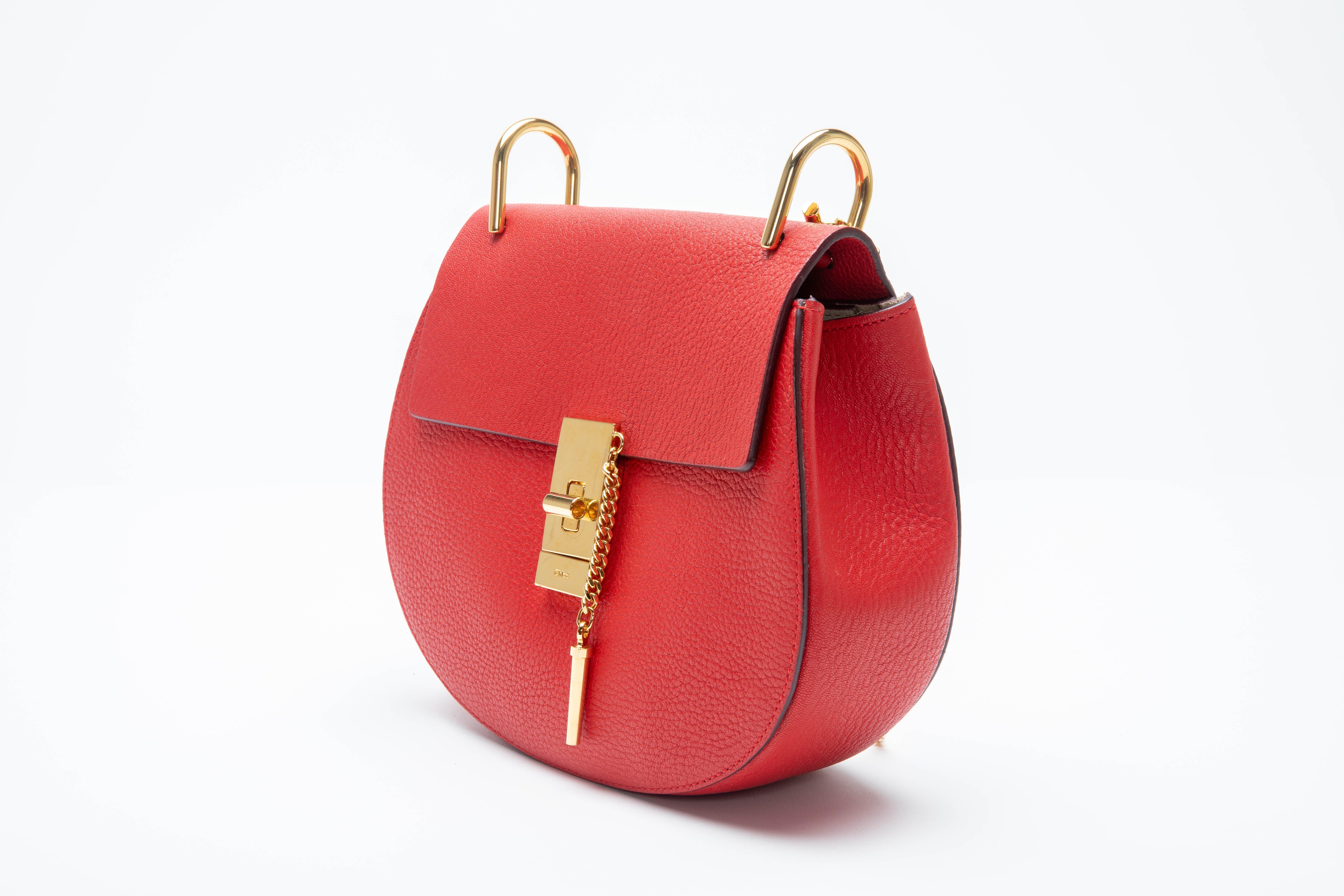 A CHLOE DREW RED LEATHER SHOULDER BAG - Image 2 of 3