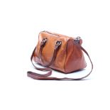 A VERA PELLE BROWN LEATHER SMALL DUFFLE BAG