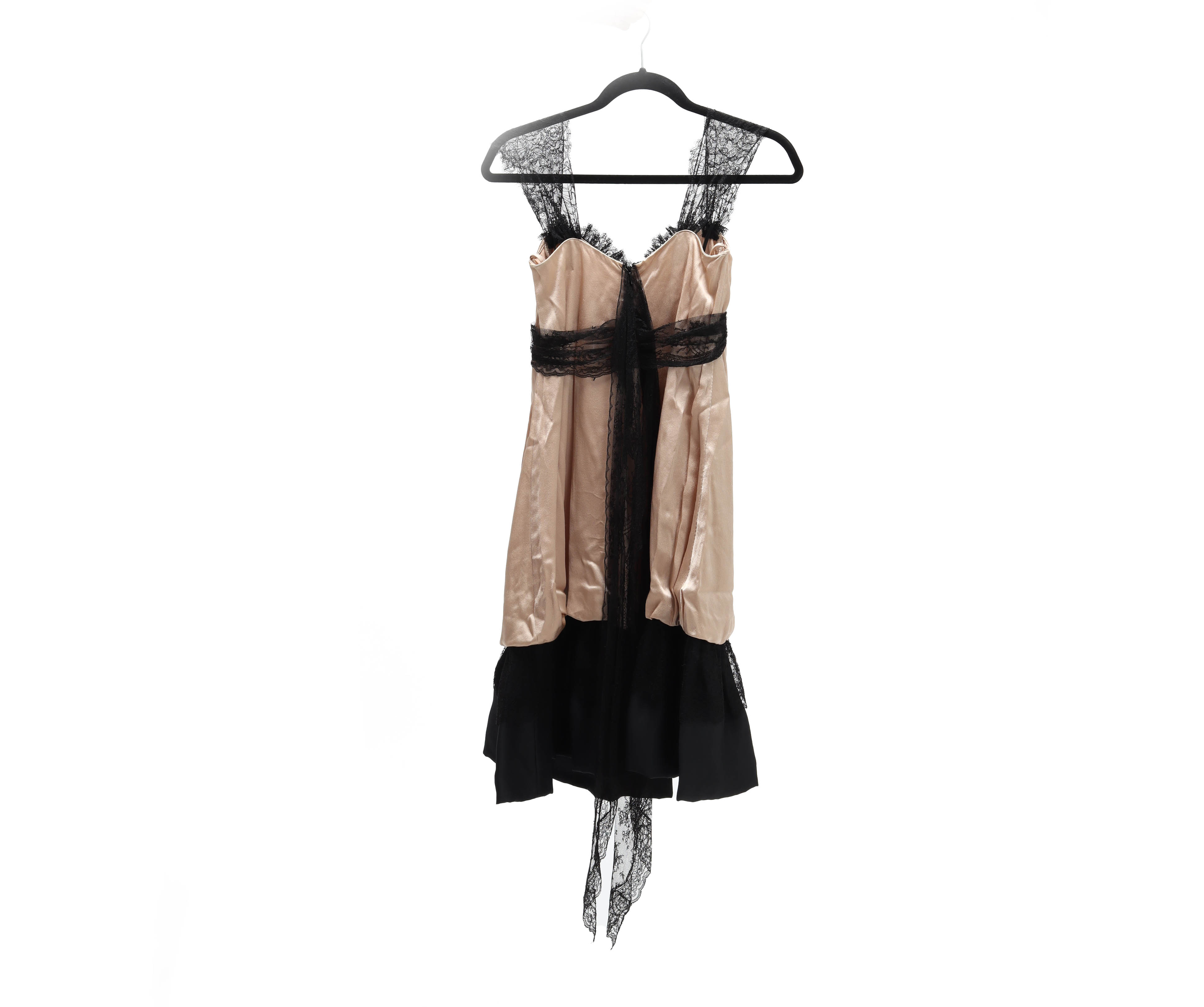 A LA PERLA BEIGE SATIN AND BLACK LACE EVENING DRESS - Image 2 of 2