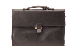 A BALLY BLACK LEATHER BRIEFCASE