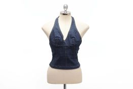 A DOLCE & GABBANA DENIM HALTERNECK TOP