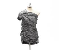 AN ISABEL MARANT EMBOSSED SILVER EVENING DRESS