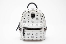 AN MCM WHITE LEATHER MINI BACKPACK