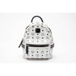 AN MCM WHITE LEATHER MINI BACKPACK