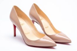 A PAIR OF CHRISTIAN LOUBINTIN POINTED TOE PUMPS EU36