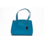 A COACH BLUE MINI SURREY CARRYALL TOTE HANDBAG