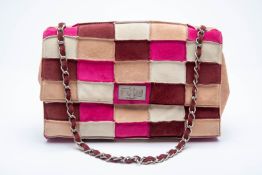 A CHANEL MADEMOISELLE PATCHWORK SUEDE FLAP BAG