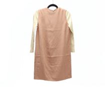 A CELINE DUSTY PINK AND CREAM LEATHER DRESS