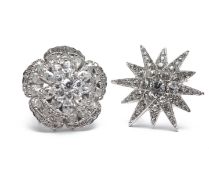 A KENNETH LANE CRYSTAL FLARED STAR RING & ONE OTHER