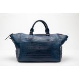 AN ETHAN K NAVY CROCODILE HANDBAG