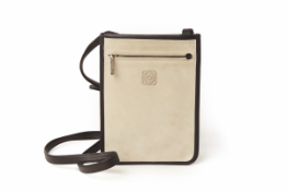 A LOEWE SUEDE AND LEATHER CROSS BODY BAG