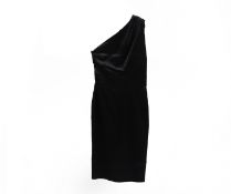 A ROBERTO CAVALLI BLACK SATIN EVENING DRESS