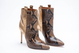 A PAIR OF PARIS TEXAS PYTHON PRINT BOOTS EU 36