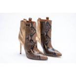 A PAIR OF PARIS TEXAS PYTHON PRINT BOOTS EU 36