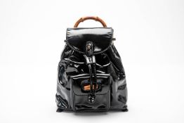 A GUCCI BAMBOO LINE BACKPACK HANDBAG