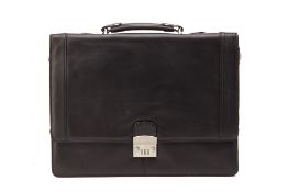 A KENNETH COLE BLACK LEATHER BRIEFCASE