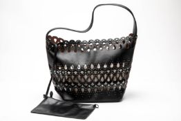 AN ALAÏA LEATHER MINA TOTE BAG