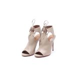 A PAIR OF AQUAZZURA BEIGE LEATHER BOOTS EU 36.5