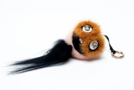 A FENDI PINK FUR 'MARSHMALLOW' MONSTER BAG CHARM