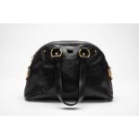 AN YVES SAINT LAURENT MUSE BLACK LEATHER SHOULDER BAG