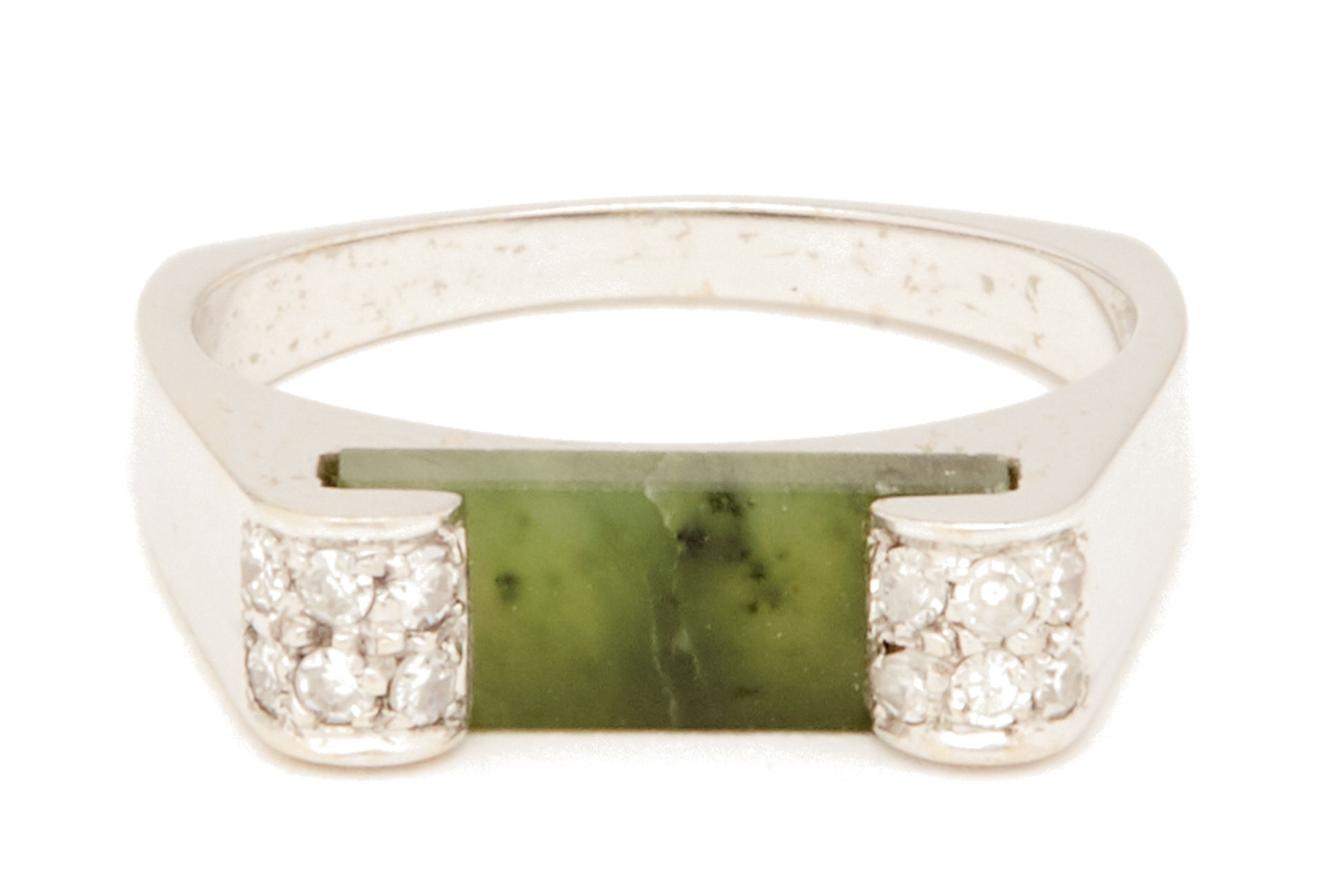 A JADE AND DIAMOND RING