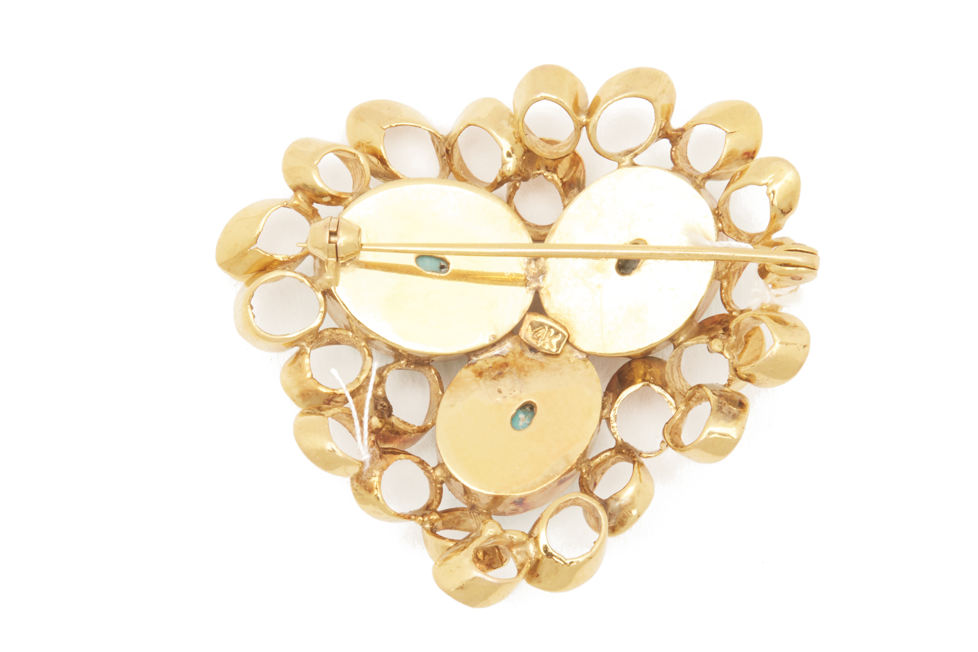 A GOLD AND TURQUOISE BROOCH - Image 2 of 2