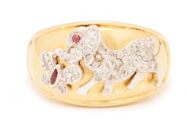 A DIAMOND AND RUBY RING