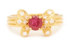 A RUBY AND DIAMOND RING