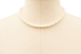 A SINGLE STRAND CULTURED AKOYA PEARL NECKLACE