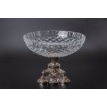 A SILVER AND CUT GLASS CENTREPIECE BOWL