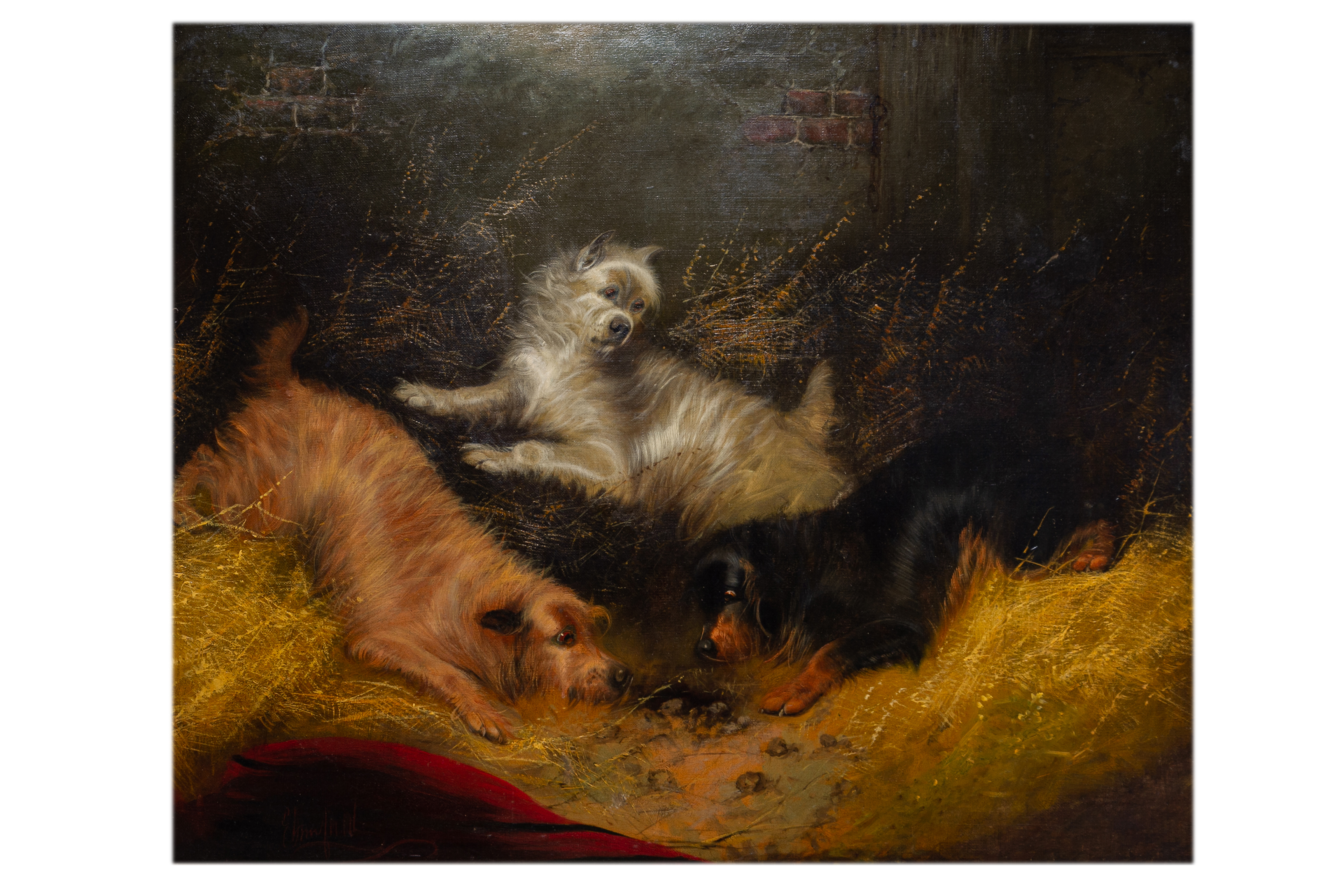 EDWARD ARMFIELD (1817-1893) - THREE TERRIERS GUARDING A HOLE - Image 2 of 3