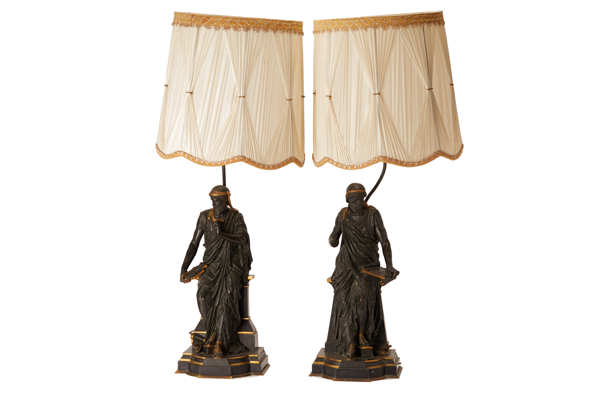 TWO BRONZE CLASSICAL LAMPS - Image 4 of 4