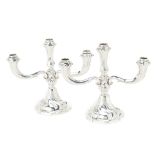 A PAIR OF GERMAN SILVER THREE LIGHT CANDELABRA