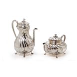 A DANISH SILVER COFFEE POT AND TEAPOT