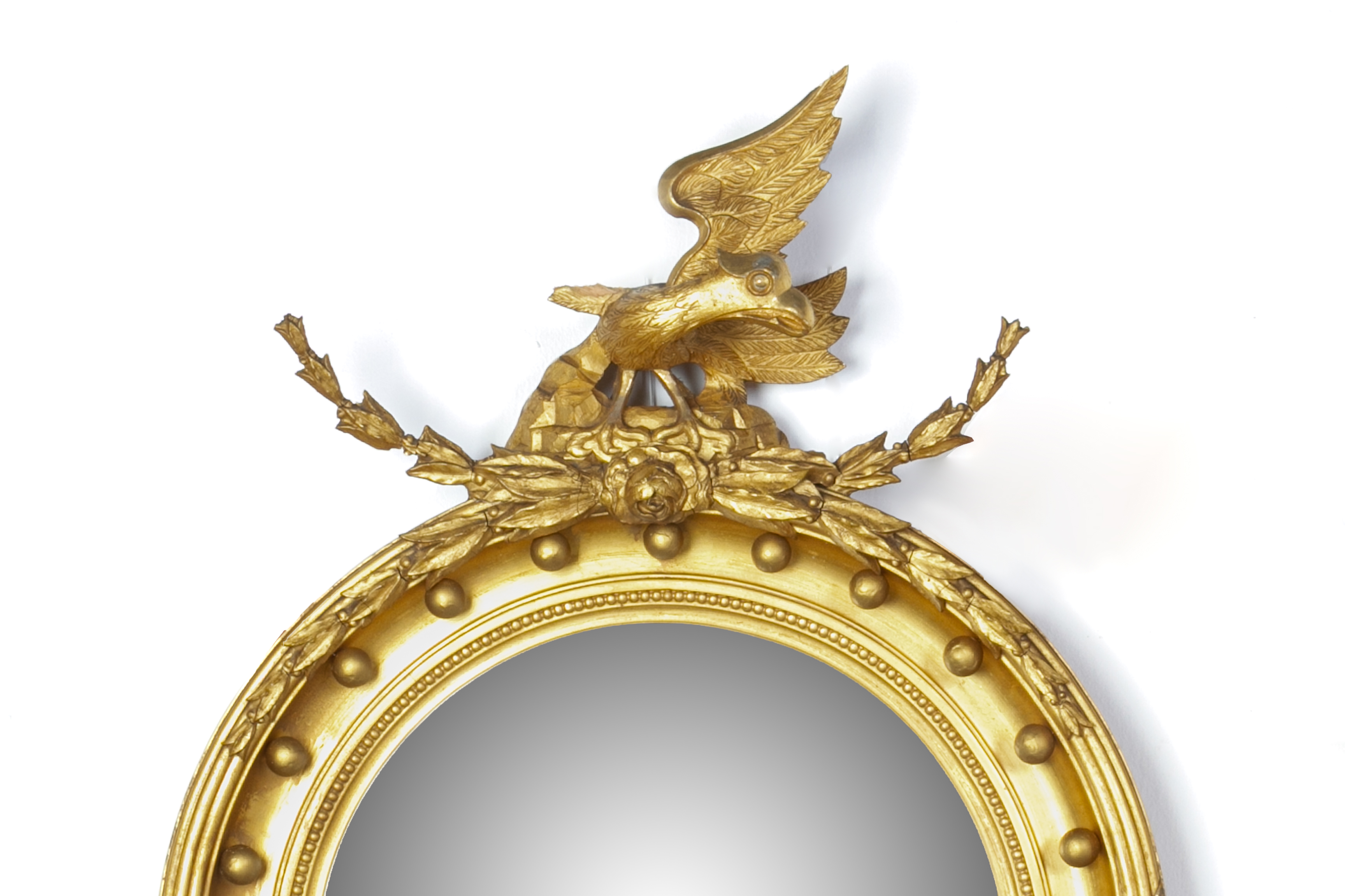 A REGENCY GILT CONVEX WALL MIRROR - Image 2 of 2