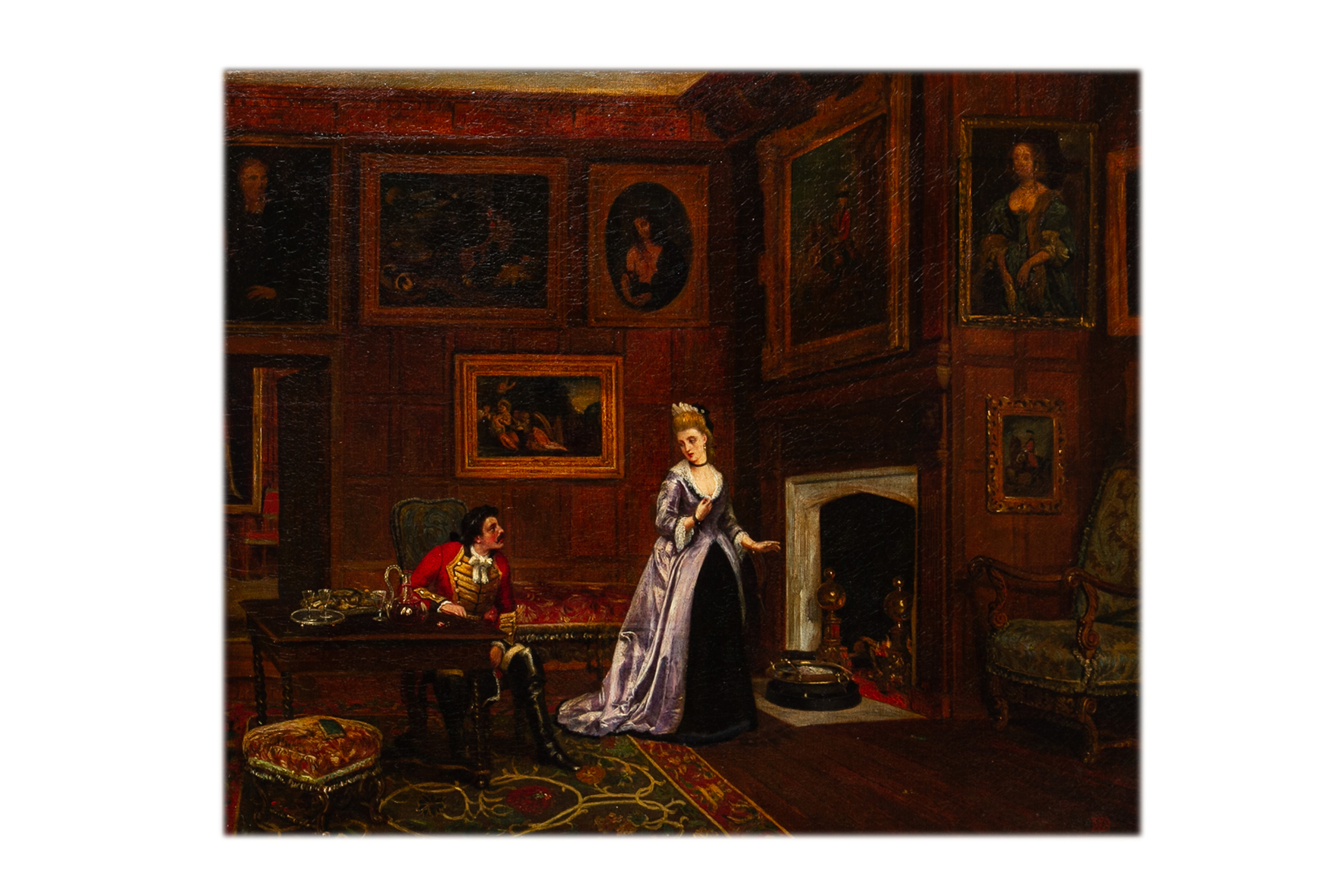 BRITISH SCHOOL (19TH CENTURY) - A COUPLE IN AN INTERIOR - Image 2 of 4