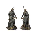 TWO BRONZE CLASSICAL LAMPS
