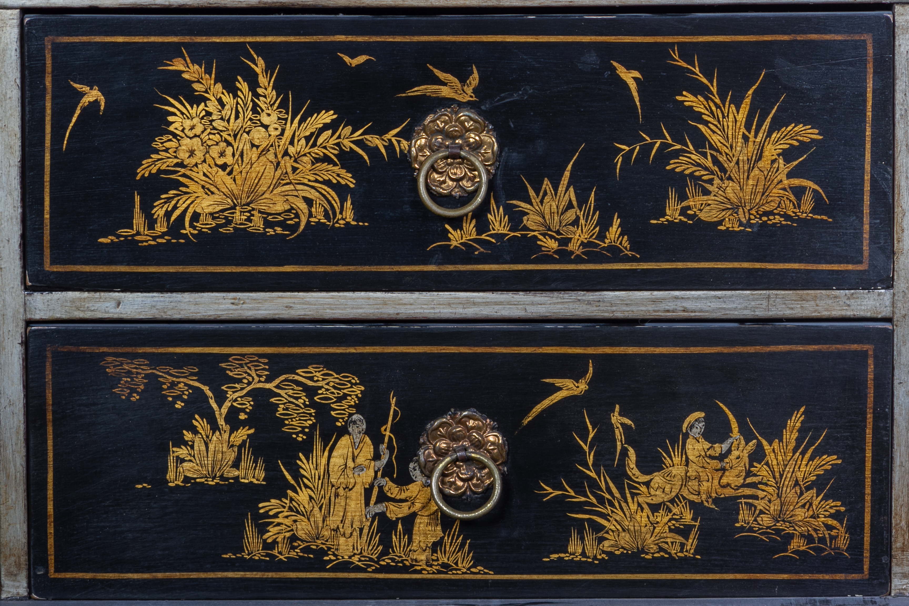 A BRASS MOUNTED BLACK JAPANNED CABINET ON STAND - Image 6 of 6
