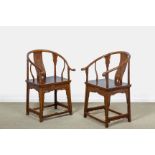A PAIR OF CHINESE HORSESHOE-BACK ARMCHAIRS