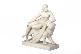 A VICTORIAN PARIAN WARE FIGURE OF ARIADNE AND THE PANTHER