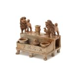 A CONTINENTAL STONEWARE INKSTAND