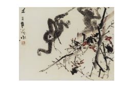 CHEN WEN HSI (1906-1991) - TWO GIBBONS