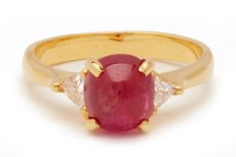 A RUBY AND DIAMOND RING