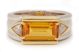 A YELLOW SAPPHIRE AND DIAMOND RING BY YOSHIHIKO OKUMURA