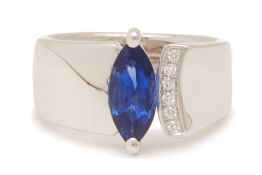 AN SAPPHIRE DIAMOND RING BY TASAKI